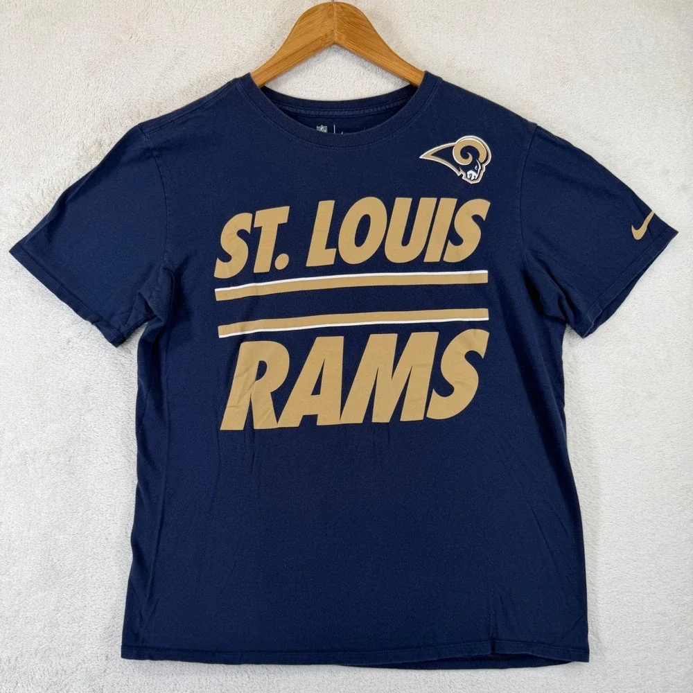 Nike NFL Team Apparel St. Louis Rams T-Shirt Mens Large Navy Blue Athletic Cut